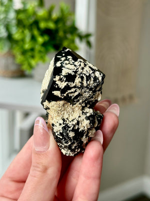 Namibian Mercedes Schorl With Calcite