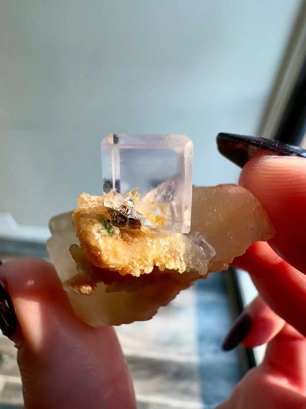 Fluorite on Calcite from Llamas Quarry, Austurias, Spain