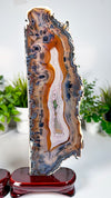 Agate Pair from Soledade, Rio Grande do Sul, Brazil • Top Quality Agate Display Slabs Set of 2 with Custom Wooden Stands
