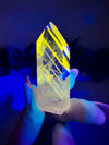 Amethyst Tower with UV Reactive Powellite Phantoms from Cordeiros, Bahia, Brazil