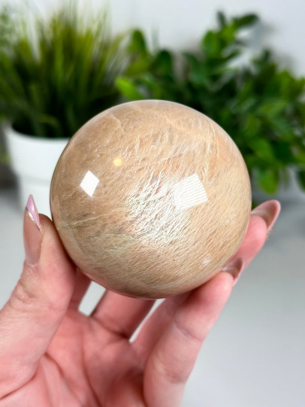 Flashy Peach Moonstone Sphere from Madagascar