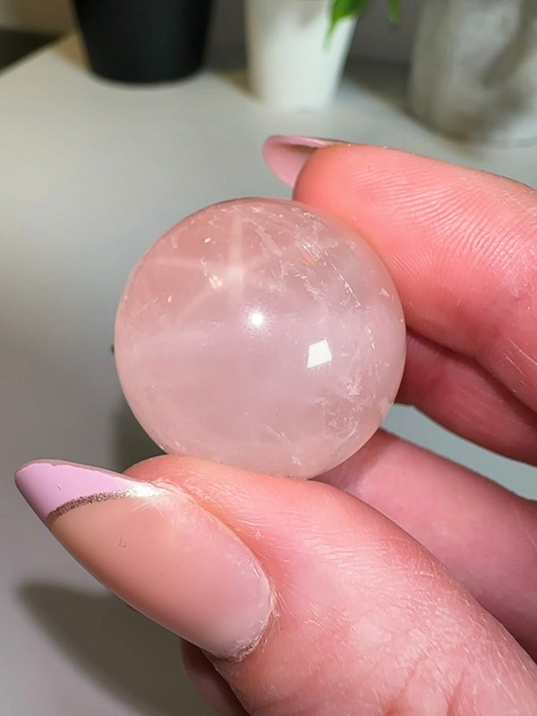 Mozambique Star Rose Quartz Sphere