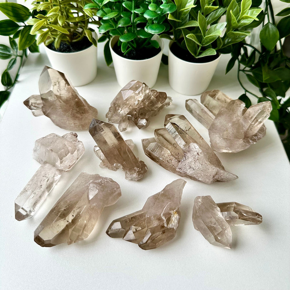 Smokey Quartz Clusters from Brazil  Choose Your Own High Quality Smokey Quartz Crystal Cluster from Novo Horizonte, Brazil