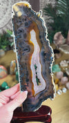 Agate Pair from Soledade, Rio Grande do Sul, Brazil • Top Quality Agate Display Slabs Set of 2 with Custom Wooden Stands