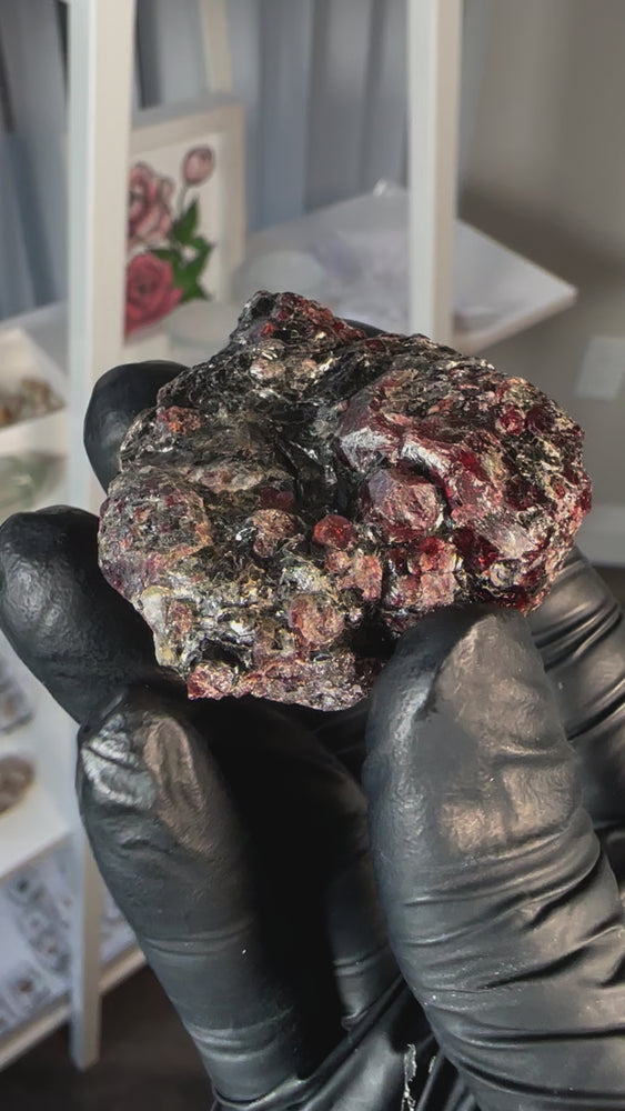 
            
                Load and play video in Gallery viewer, Gemmy Garnet Specimen From River Valley Mine, Ontario #4
            
        