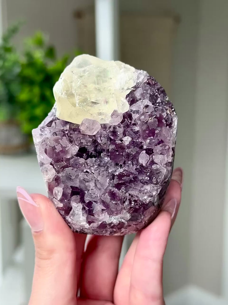 Druzy Amethyst With Calcite Free Form From Uruguay #8