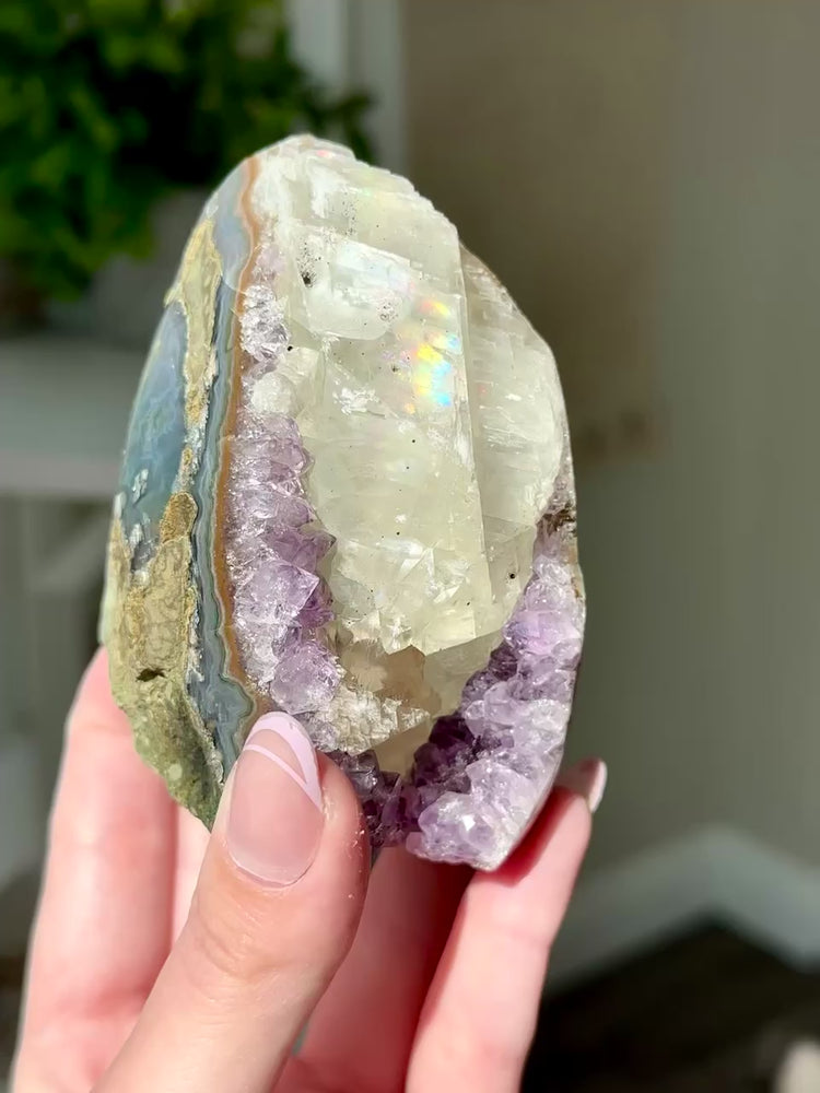 Druzy Amethyst With Calcite Free Form From Uruguay #2