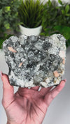 Black Diamond Apophyllite with Stilbite • Large Self-Standing Apophyllite, Stilbite & Black Chalcedony Crystal Specimen from India