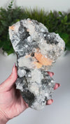 Black Diamond Apophyllite with Stilbite • XL Apophyllite, Stilbite & Black Chalcedony Crystal Specimen with Custom Display Stand from India