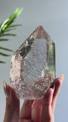Large Statement Black & Silver Rutile Quartz with Brookite Inclusions Chunky Cut Tower from Diamantina, Brazil