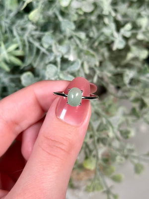 Green Aventurine Ring  925 Sterling Silver Adjustable Dainty Green Aventurine Crystal Ring  Dainty Oval Aventurine 925 Crystal Ring