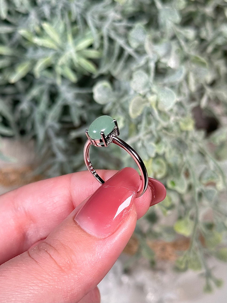 Green Aventurine Ring  925 Sterling Silver Adjustable Dainty Green Aventurine Crystal Ring  Dainty Oval Aventurine 925 Crystal Ring