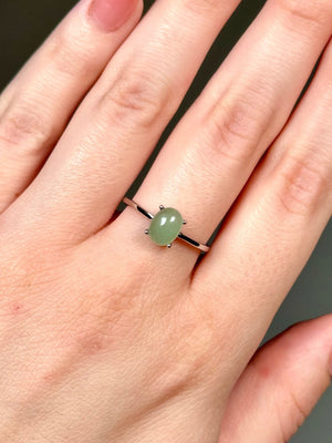 Green Aventurine Ring  925 Sterling Silver Adjustable Dainty Green Aventurine Crystal Ring  Dainty Oval Aventurine 925 Crystal Ring