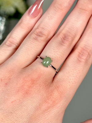 Green Aventurine Ring  925 Sterling Silver Adjustable Dainty Green Aventurine Crystal Ring  Dainty Oval Aventurine 925 Crystal Ring