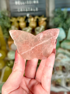 Rose Calcite Butterfly Carving  One Intuitively Chosen Rose Calcite Crystal Butterfly