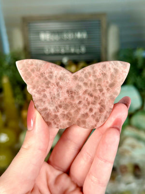 Rose Calcite Butterfly Carving  One Intuitively Chosen Rose Calcite Crystal Butterfly